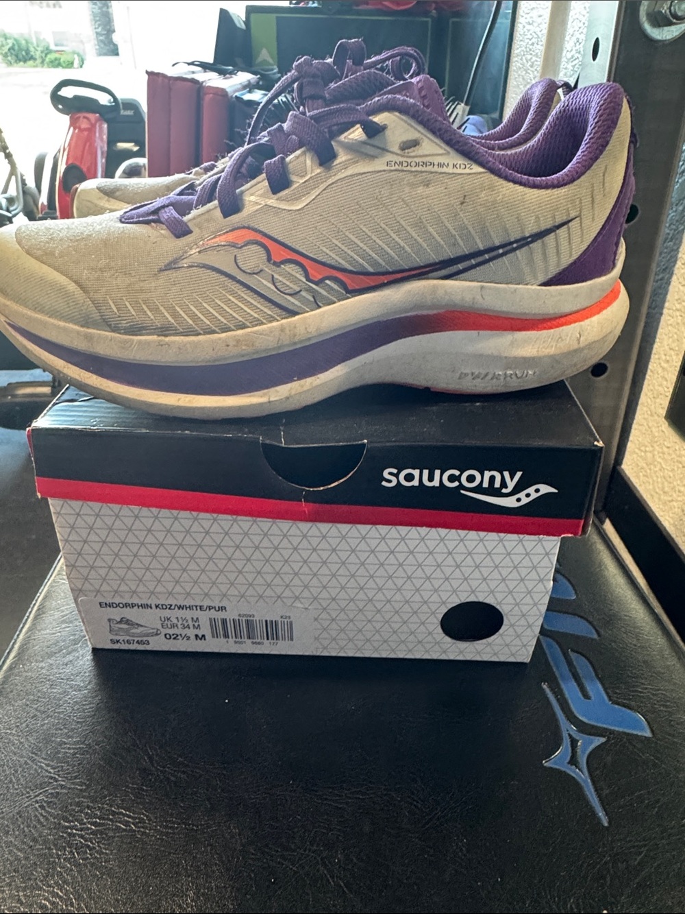 Saucony Kids Sneakers - White, Purple & Orange Accents